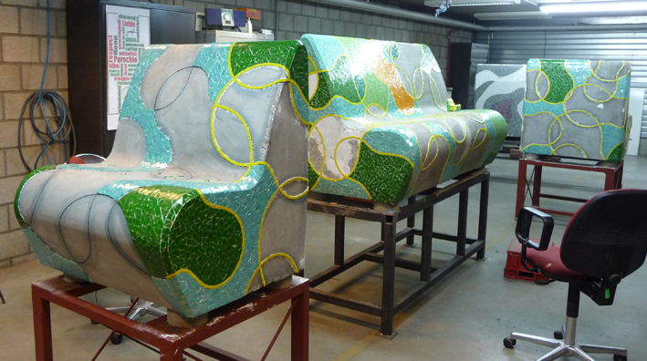 Buurtsofa 1 in het atelier, detail