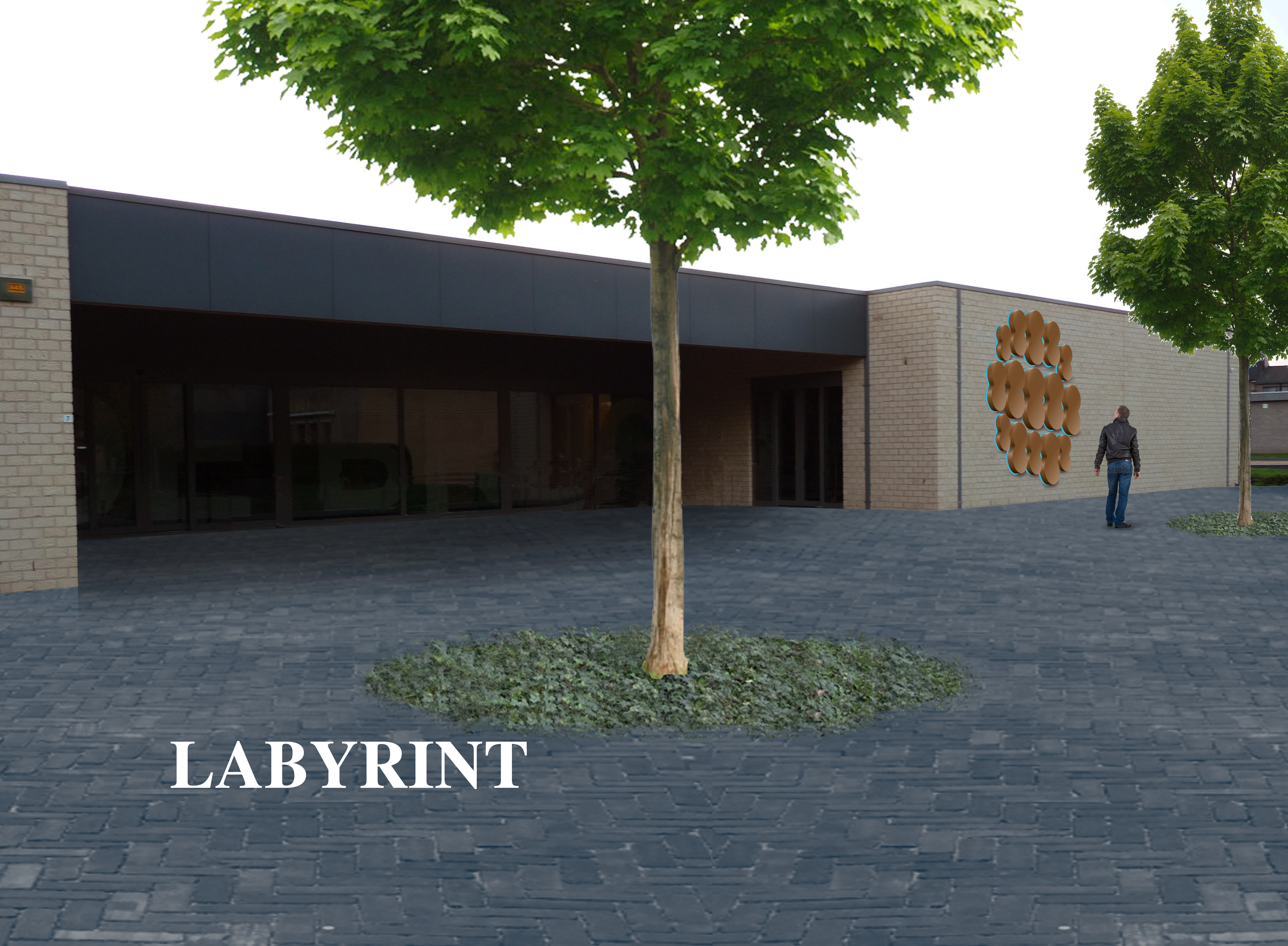 Wandsculptuur Labyrint met licht voor De Zandloper